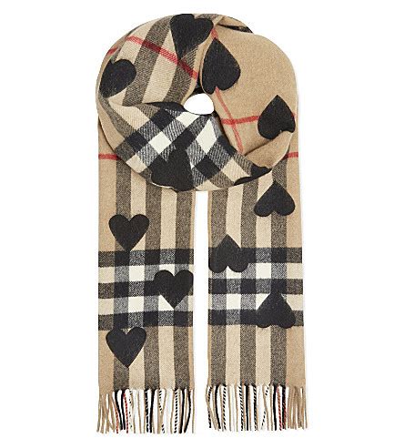 burberry women's cashmere scarf black hearts|Burberry check cashmere scarf sale.